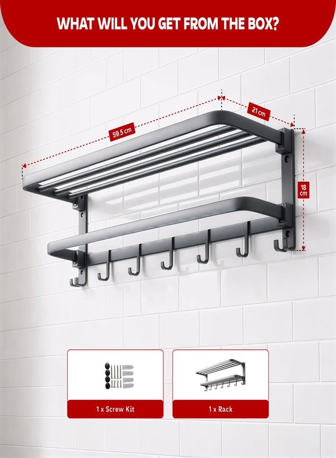 MIORAH MIORAH Towel Rack in Bathroom Hangers for Clothes| Best Towel Holder in Bathroom and Organiser (Grey) - Image 2